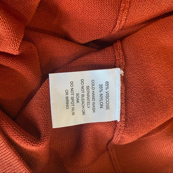 RODEO SHOW Ruffle Trim One Shoulder Viscose Rust Knit Top Blouse Stretch Size M - Picture 9 of 11